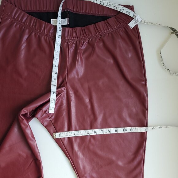 NWT Women's Old Navy Vegan Leather Leggings XXL Burgundy Skinny Pants Cosplay - Picture 8 of 9